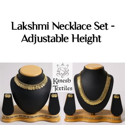 Gold Lakshmi Coin Necklace Set - 33