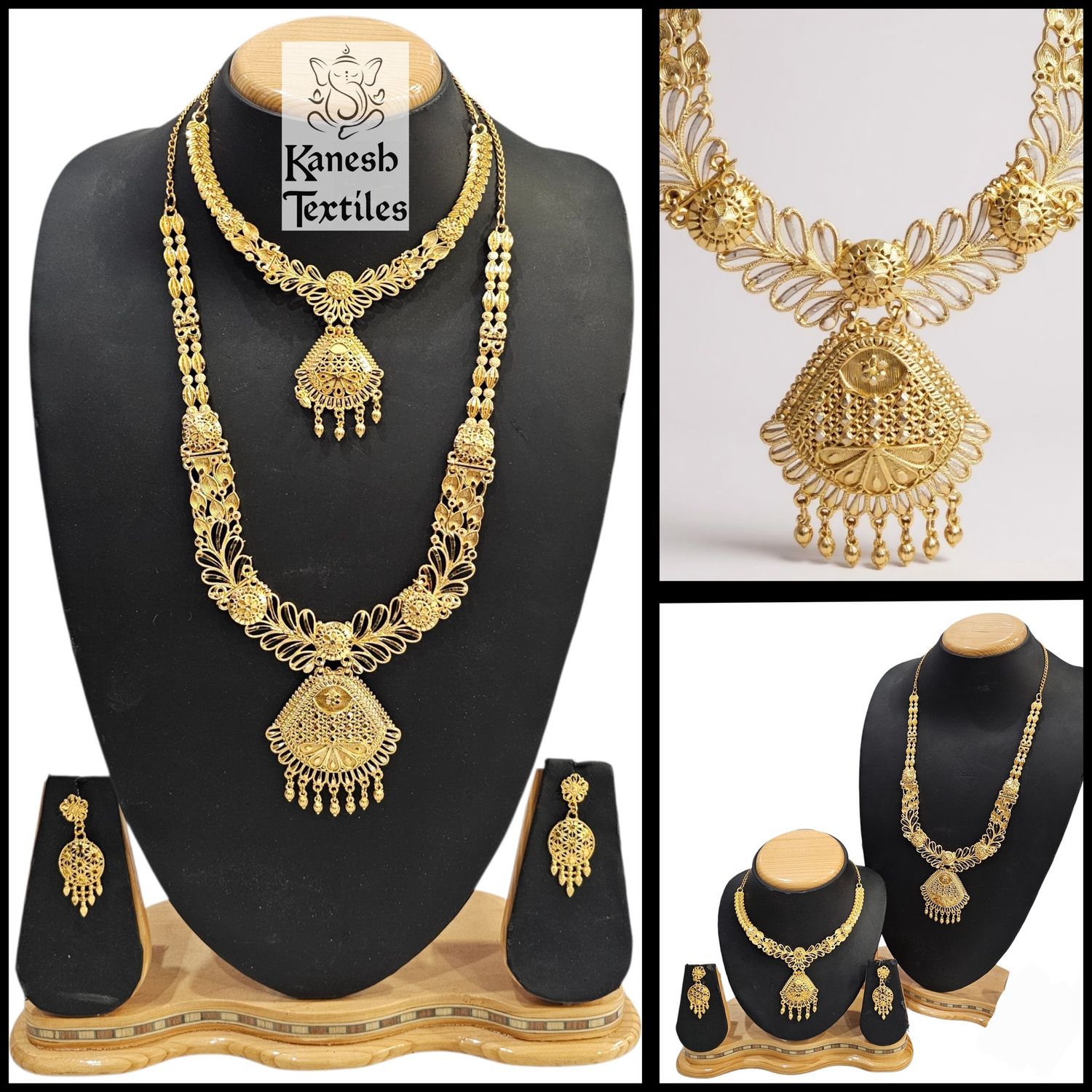 Gold Plated Bridal Full Haaram Necklace Set - Divya