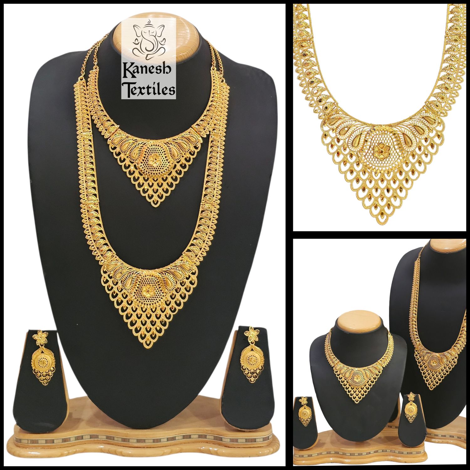 Gold Plated Bridal Full Haaram Necklace Set - Madhu