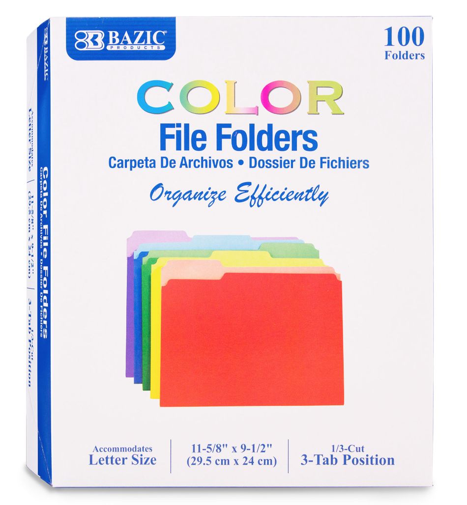 File Folder 1/3 Cut letter Size Color (100/box)