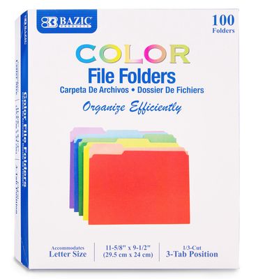File Folder 1/3 Cut letter Size Color (100/box)