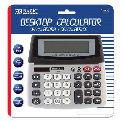 Calculator W/ Adjustable Display 12-Digit Dual Power Desktop