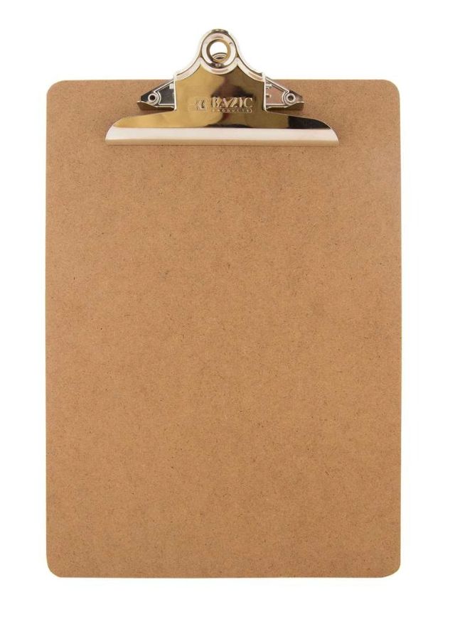 Standard Size Hardboard Clipboard W/ Sturdy Spring Clip