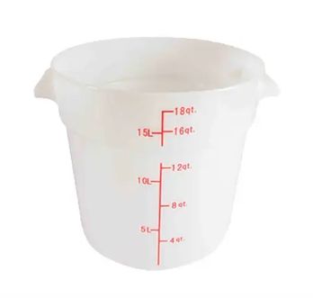 18QT Round Food Storage Container, White (with Lid)