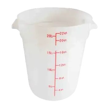 22QT Round Food Storage Container, White (with Lid)