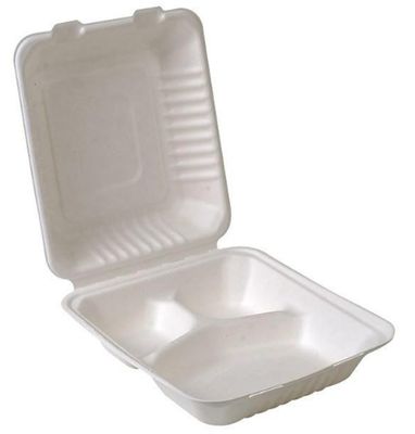 Clamshell Box - 3 Compartment, White (8&quot; x 8&quot;)