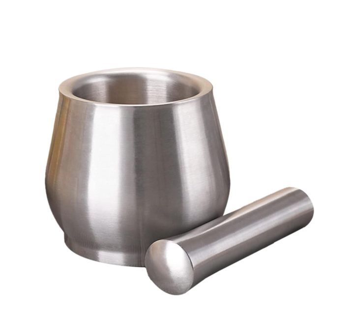 Garlic Press Bowl w. Grinding Rod - Heavy Duty, SS