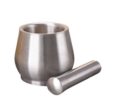 Garlic Press Bowl w. Grinding Rod - Heavy Duty, SS