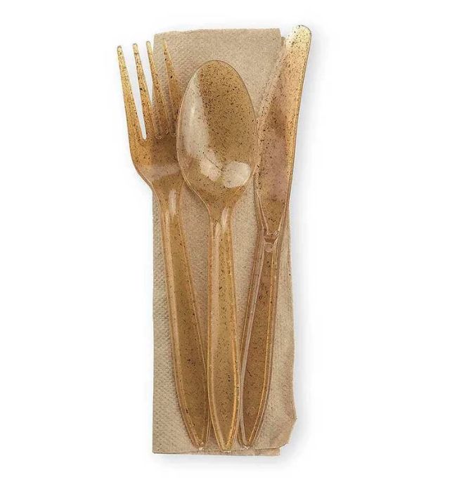 Agave Cutlery Kit, Natural - Wrapped (Case of 200)