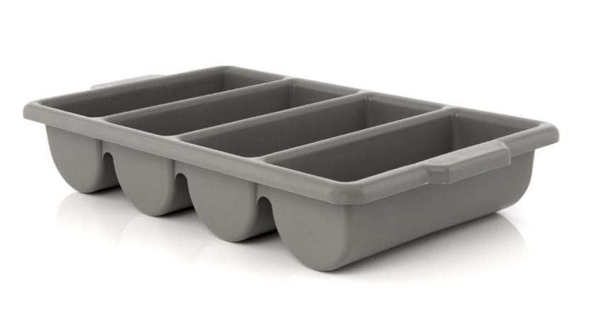 Cutlery Box, 4 Compartments, Grey