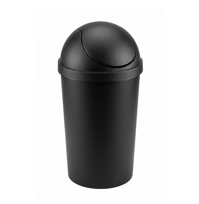 Swing-Top Plastic Trash Can – Black, 3 Gal