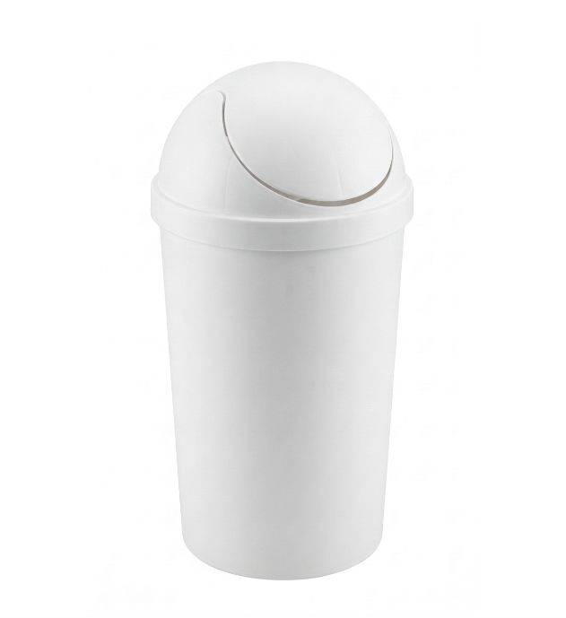 Swing-Top Plastic Trash Can – White, 3 Gal