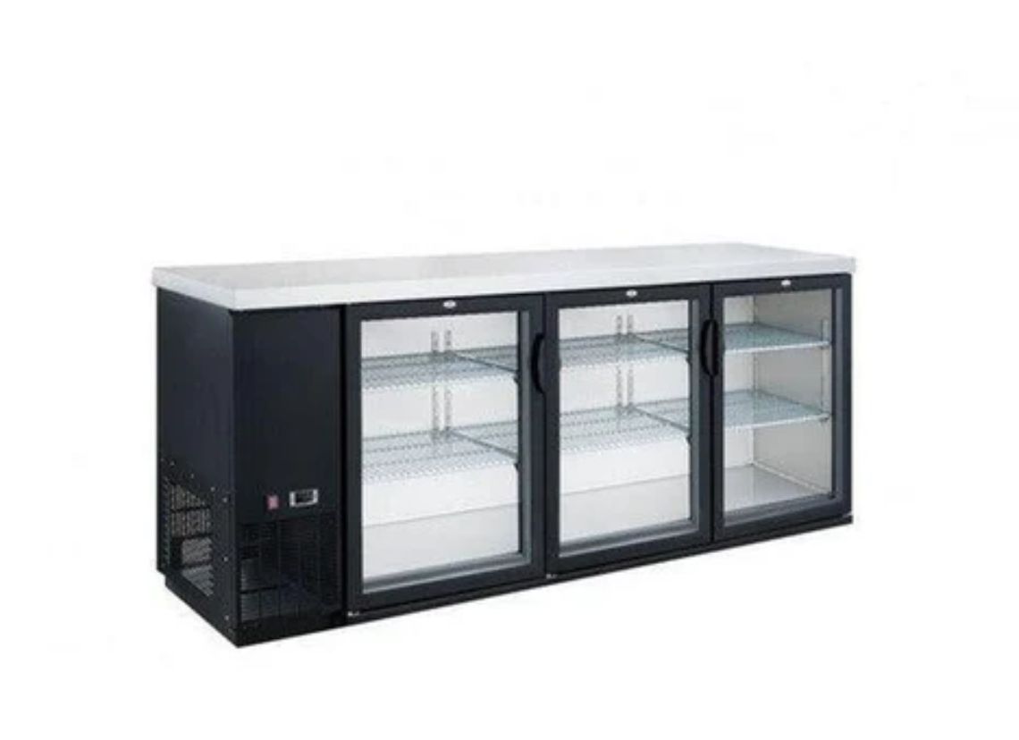 Back Bar Glass Door Cooler 70" – 3 Door (Hinged Doors)