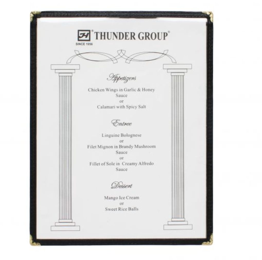 Single Menu Cover, 8 1/2" X 11" Black