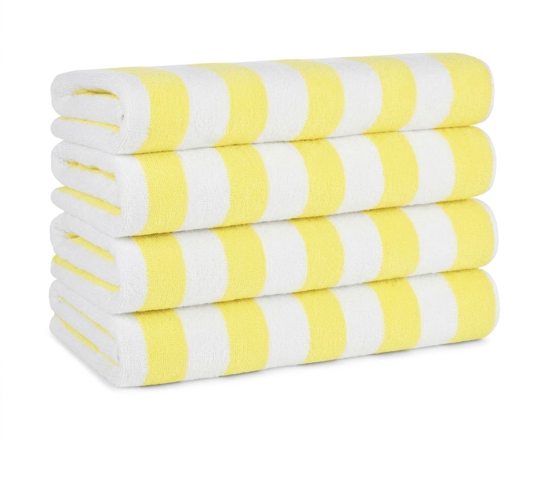 Beach Towel - Yellow &amp; White Striped, 30"×70" - Pack of 12