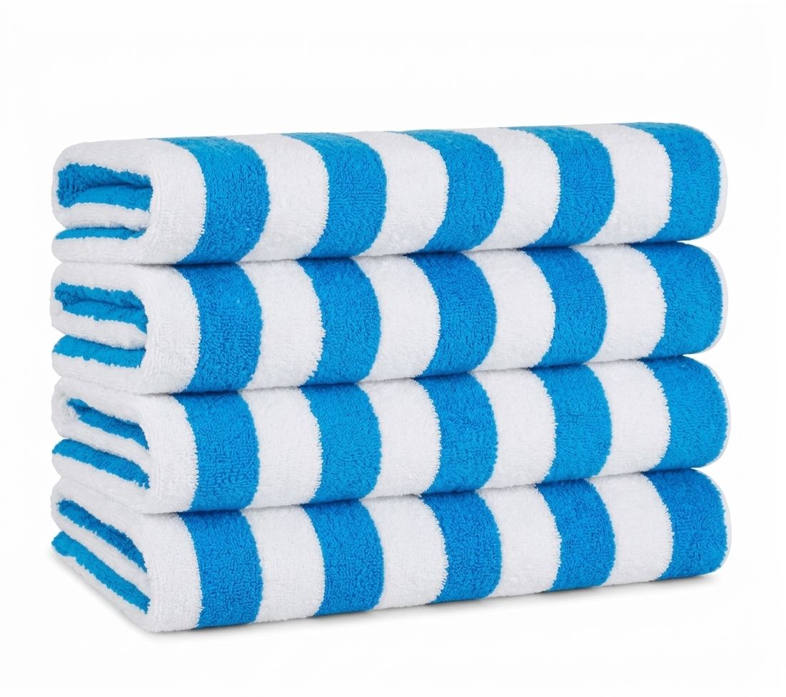 Beach Towel - Blue &amp; White Striped, 30"×70" - Pack of 12