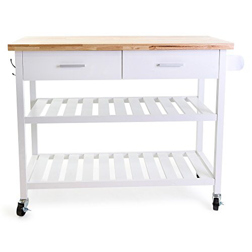 Kitchen Island Trolley With Open Shelves - White