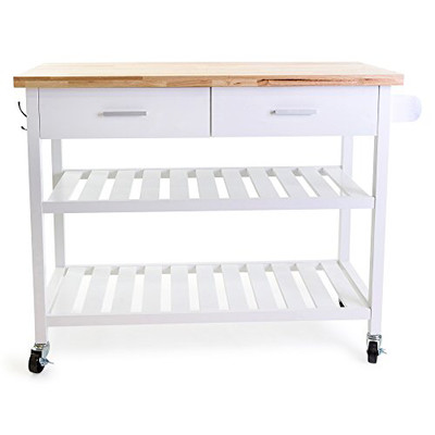 Kitchen Island Trolley With Open Shelves - White