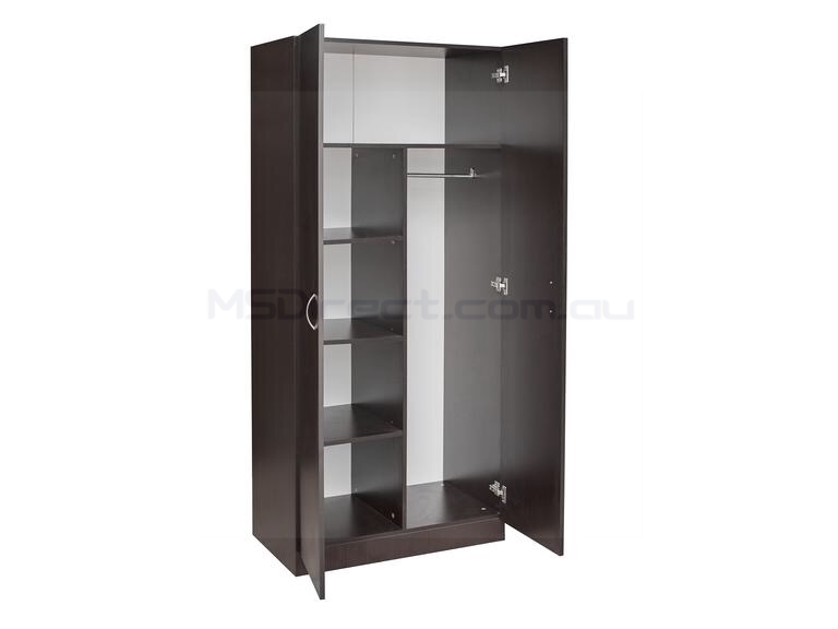 New Two Door Half Shelf and Half Hanging Space Wardrobe / Cupboard