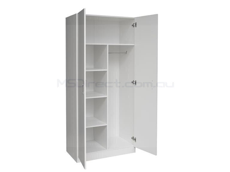 New Two Door Half Shelf and Half Hanging Space Wardrobe / Cupboard