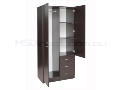 2 Door 3 Drawer Combo Storage Wardrobe Cupboard