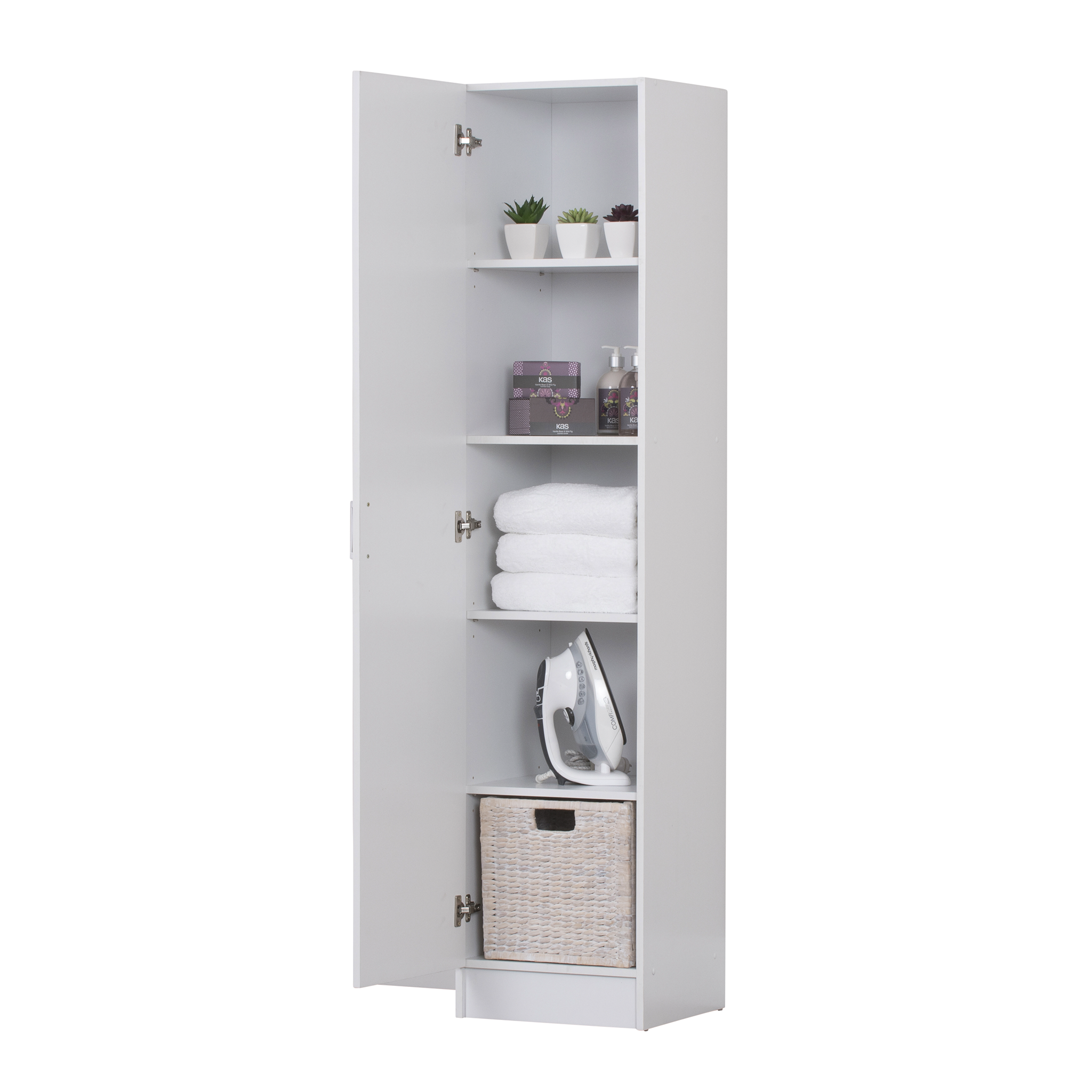 Multi Purpose Kitchen bathroom Laundry Pantry Linen Cupboard One Door Wardrobe White