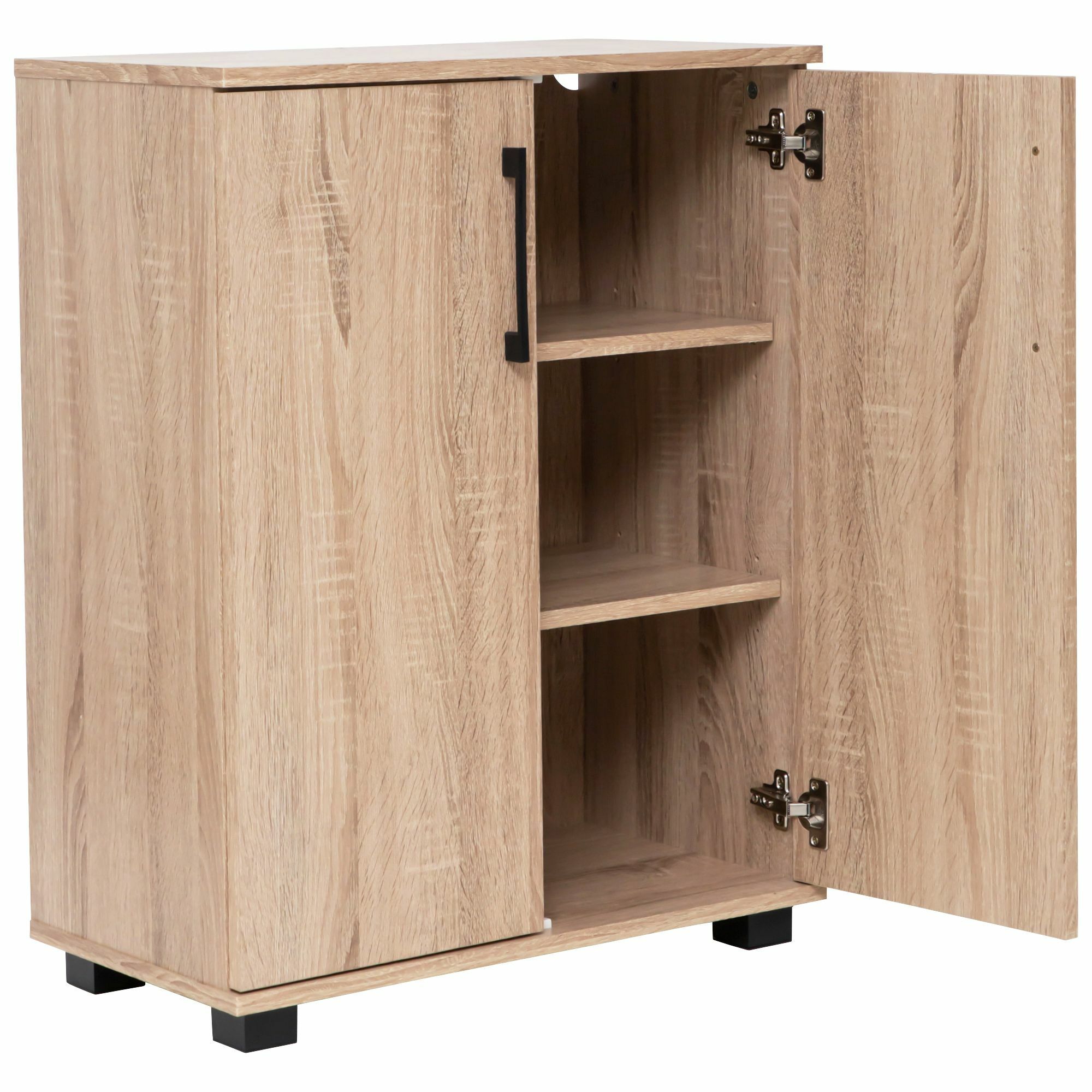 Multi Purpose Cupboard 2 Door w Shelves Low Style Light Sonoma Oak