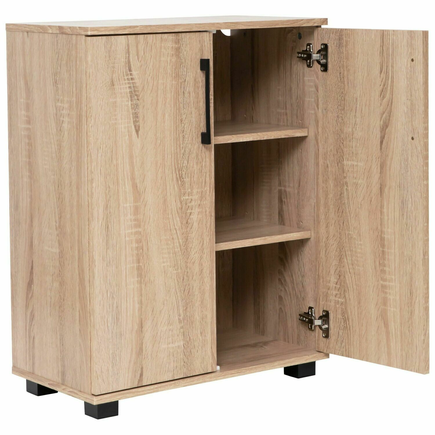 Multi-Purpose Cupboard 2 Door w/Shelves Low Style - Light Sonoma Oak