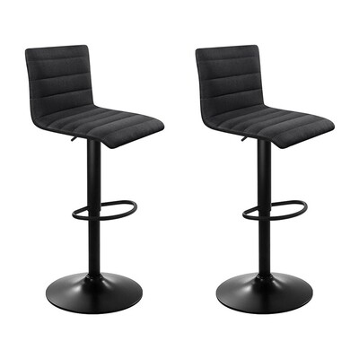 New Set of 2 Fabric Bar Stools - Black