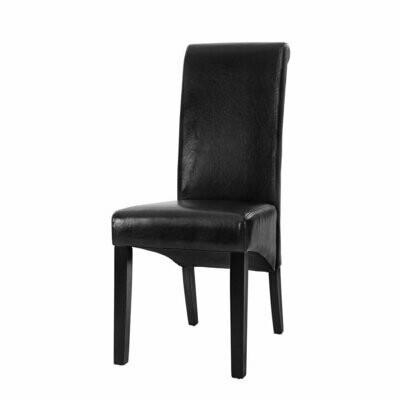 New Set of 2 Dining Chairs French Provincial Kitchen Cafe PU Leather Padded High Back Pine Wood Black