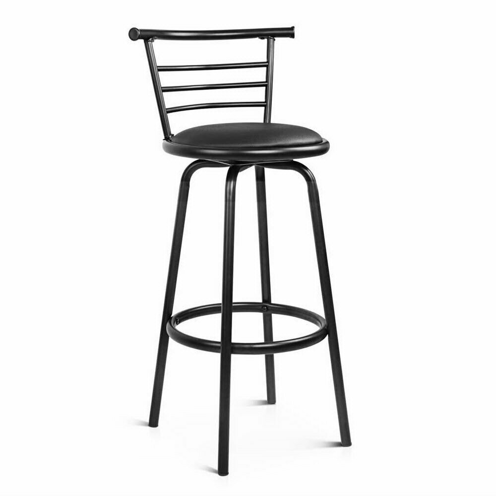 New Set of 2 PU Leather Bar Stools - Black