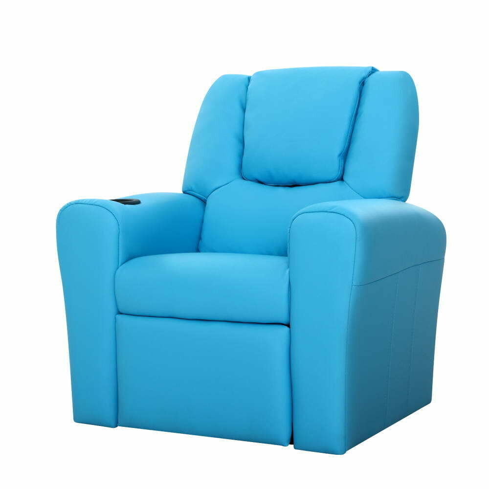 Luxury Kids Recliner Sofa Children Lounge Chair PU Couch Armchair Blue