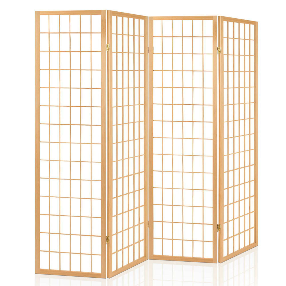 New 4 Panel Wooden Room Divider - Natural