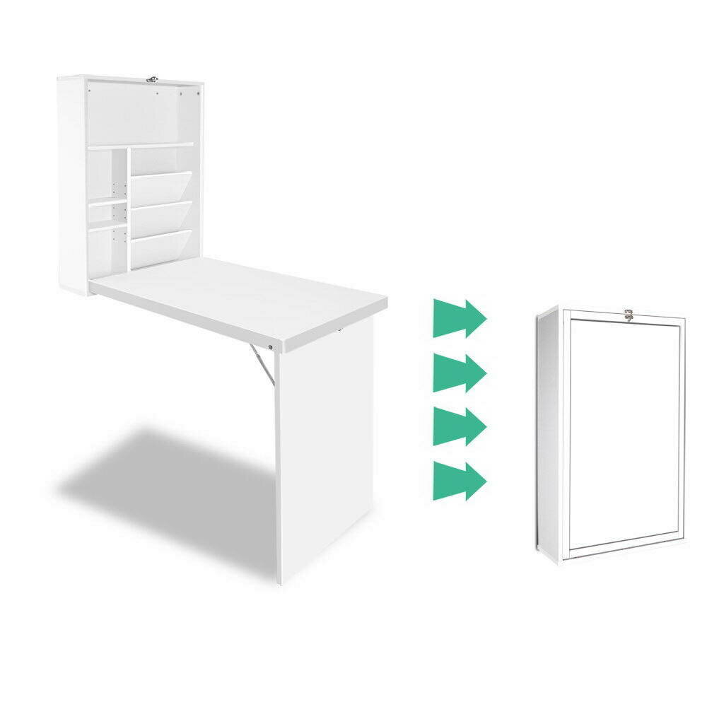 New Foldable Desk with Bookshelf - White
