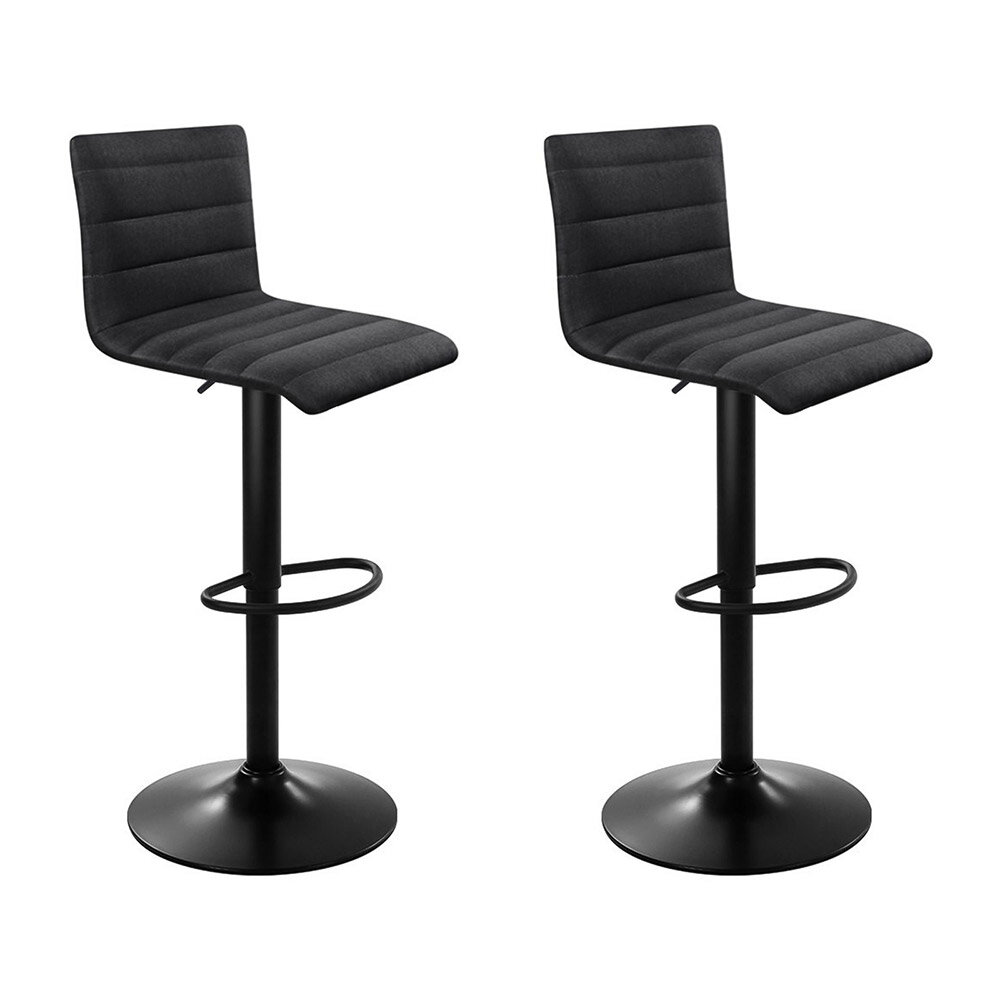 New Set of 2 Fabric Bar Stools - Black