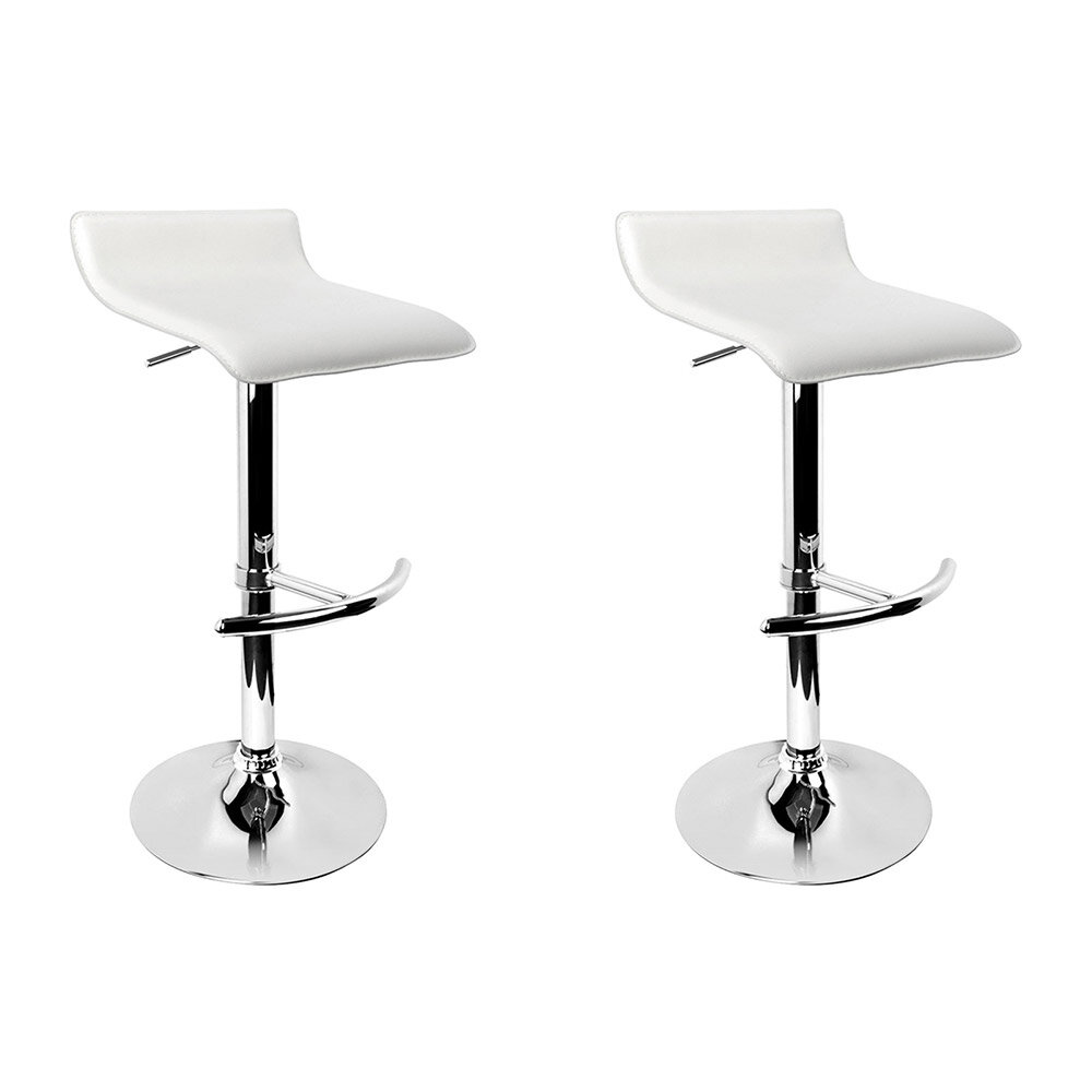 New Set of 2 PU Leather Bar Stools - White