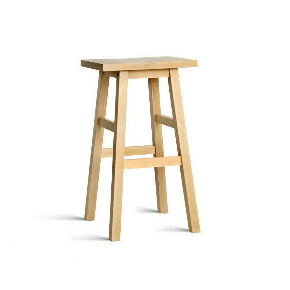 New Set of 2 Wooden Backless Bar Stools - Natural