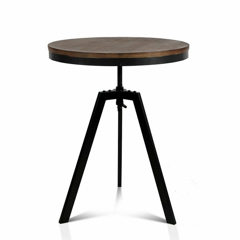 New Elm Wood Round Dining Table - Dark Brown