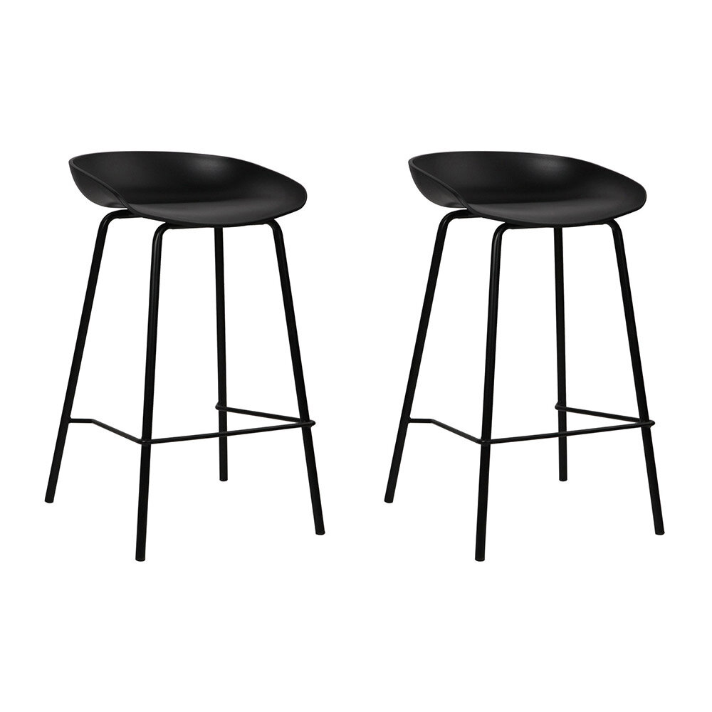 New Set of 2 Metal Bar Stools - Black
