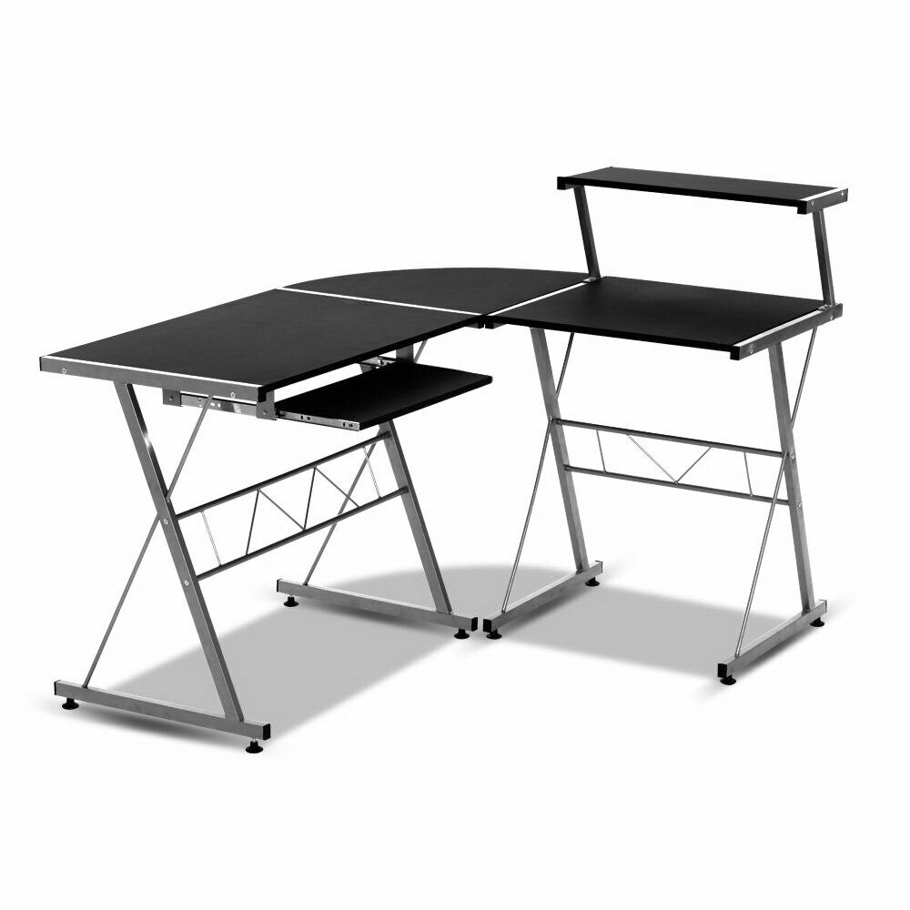 New Corner Metal Pull Out Table Desk - Black