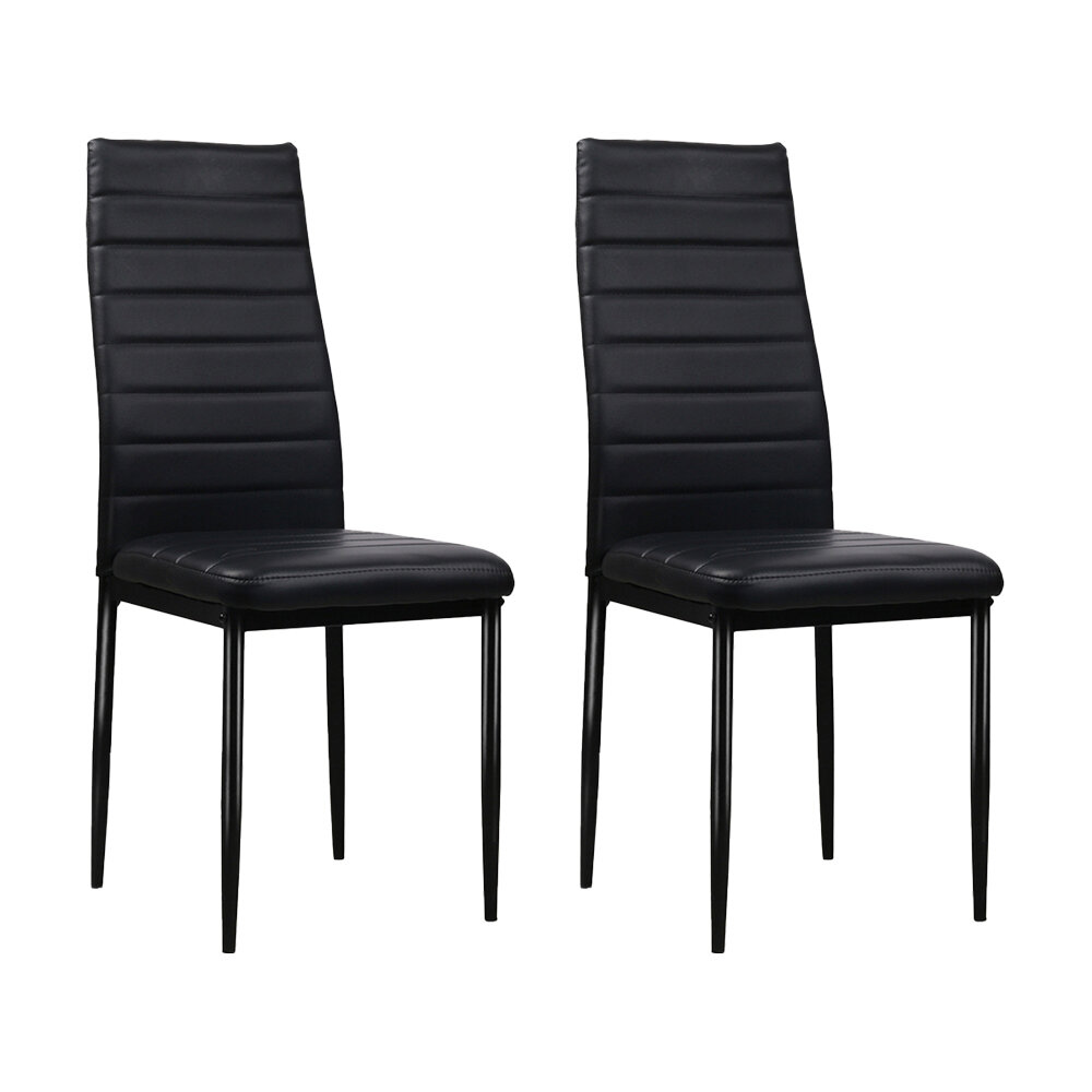 New Set of 4 Dining Chairs PVC Leather - Black