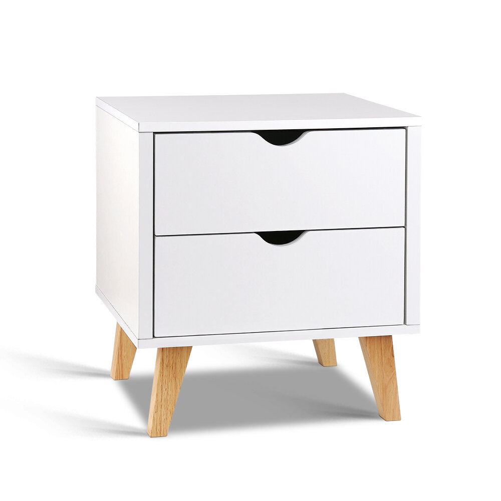 New 2 Drawer Wooden Bedside Tables - White