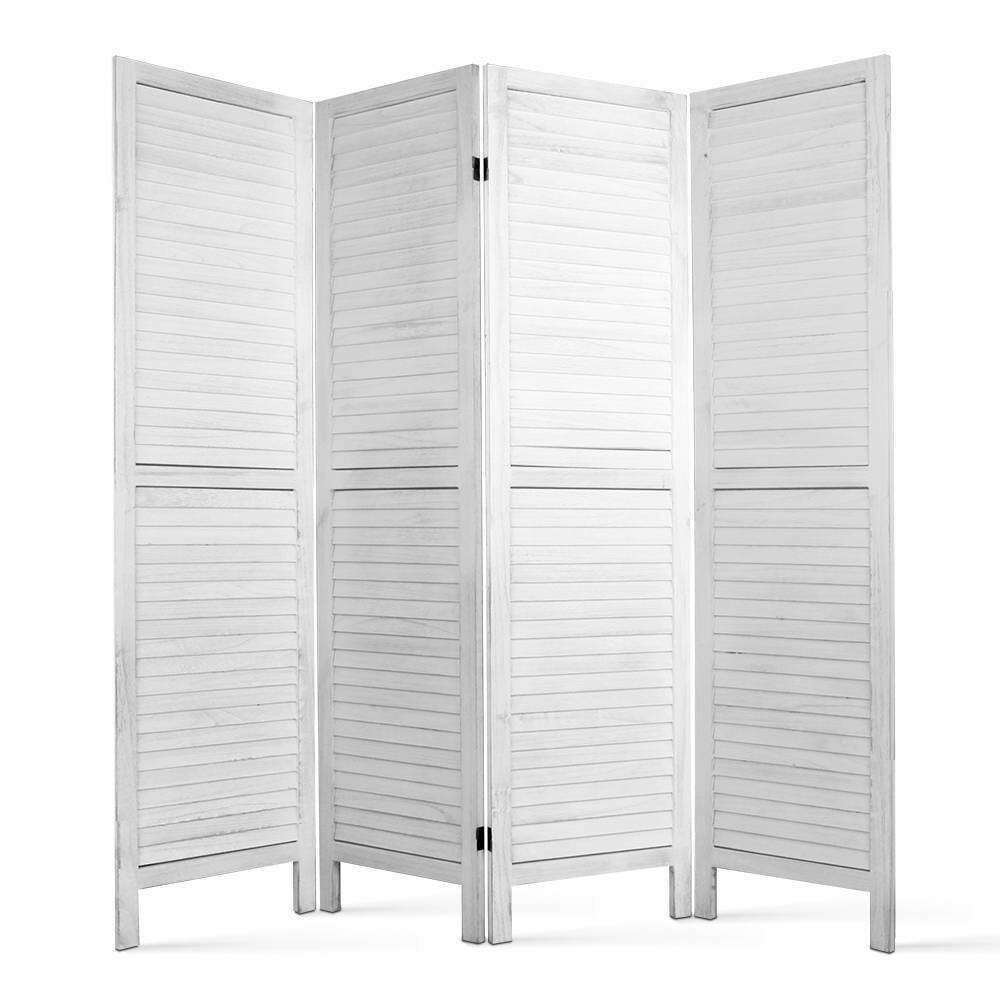 New 4 Panel Foldable Wooden Room Divider - White