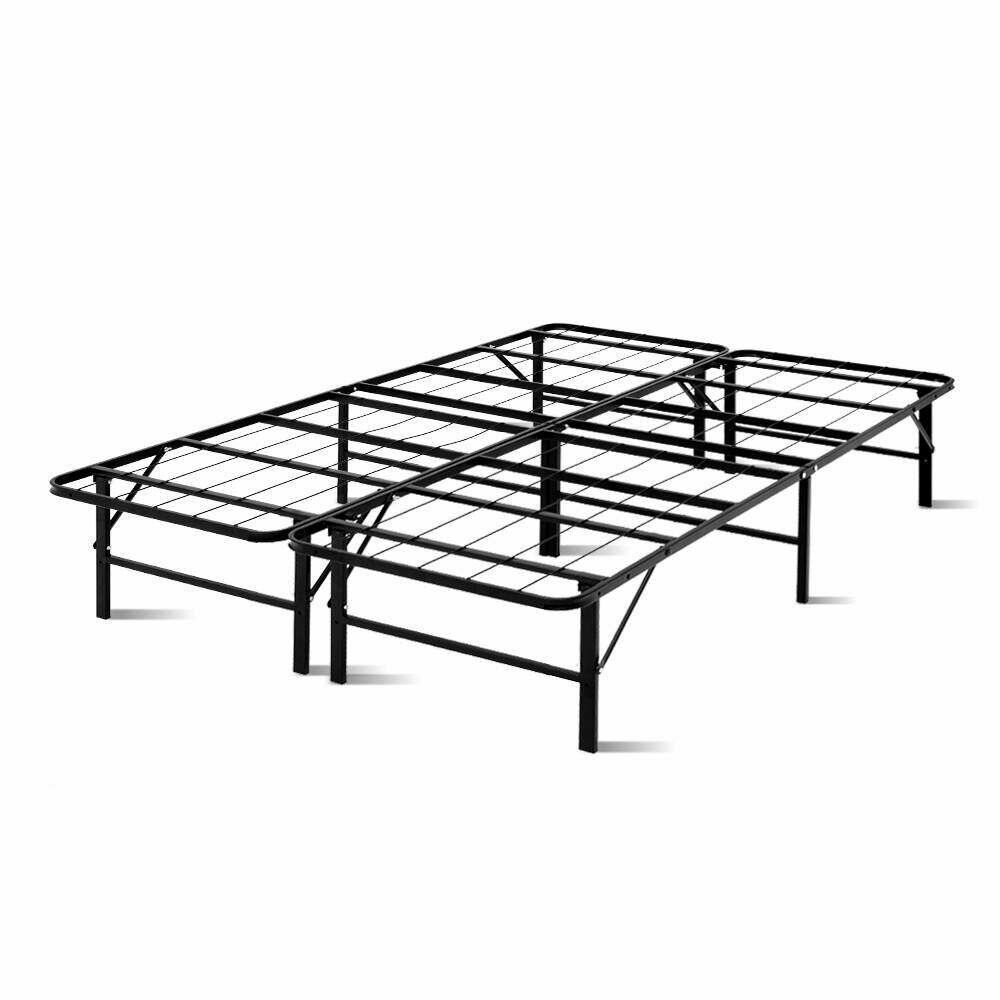 New Foldable Double Metal Bed Frame - Black