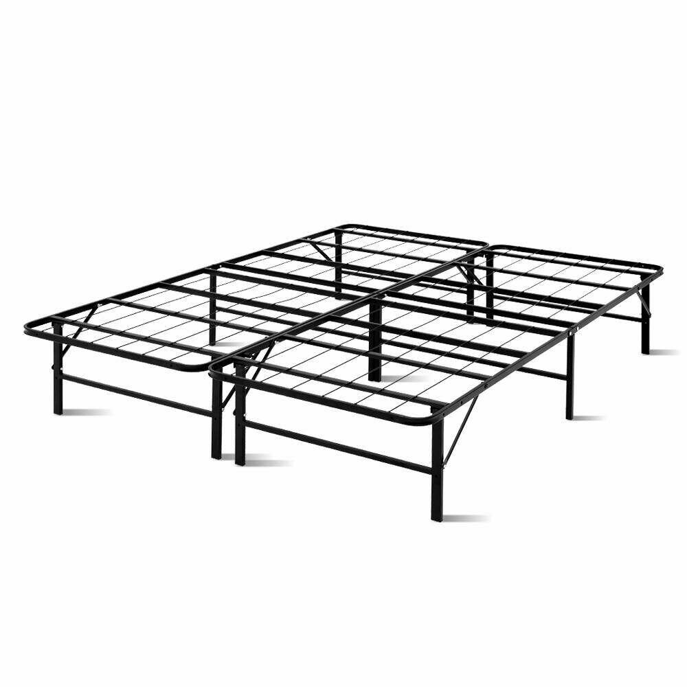 New Foldable Queen Metal Bed Frame - Black