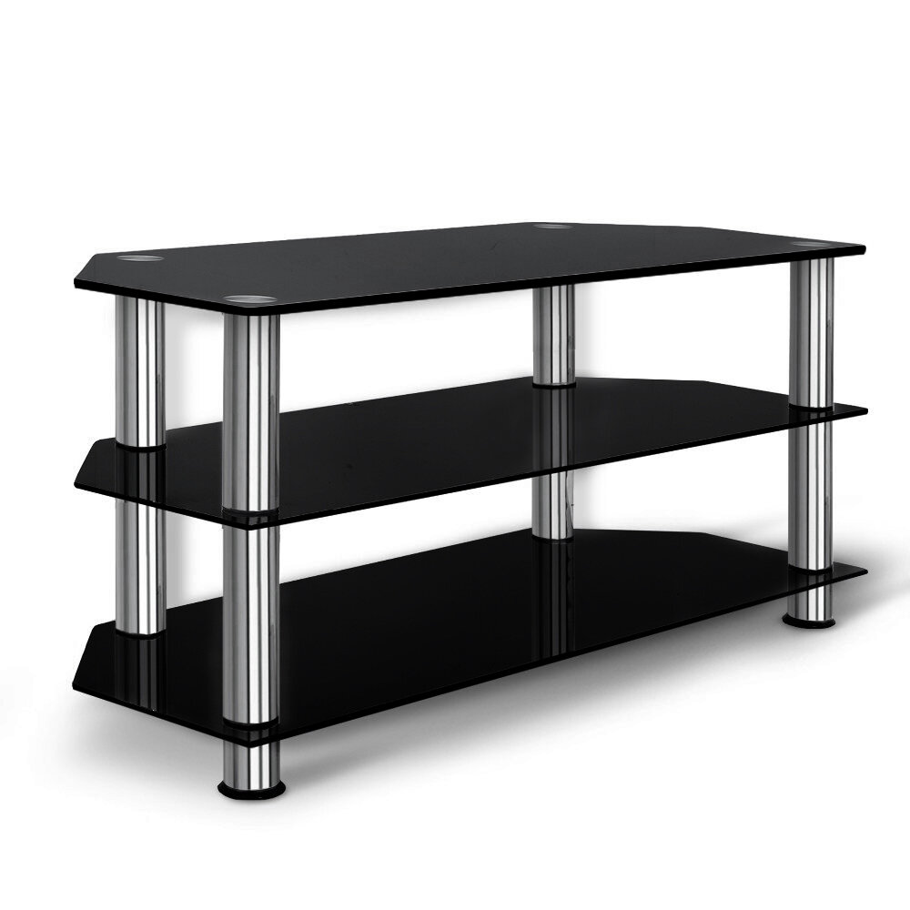 New TV Stand Entertainment Unit Media Cabinet Temptered Glass 3 Tiers