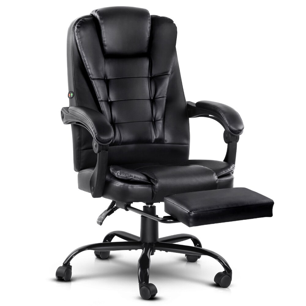 New Electric Massage Office Chairs Recliner Computer Gaming Seat Footrest Black