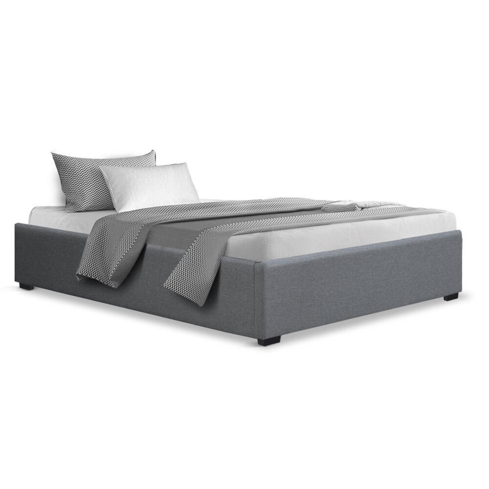New King Single Size Gas Lift Bed Frame Base With Storage Platform Fabric