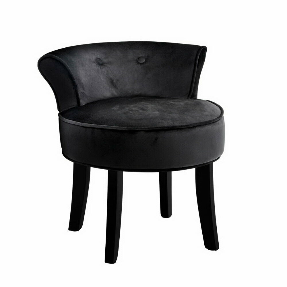 New Velvet Vanity Stool Backrest Stools Dressing Table Chair Makeup Bedroom Black