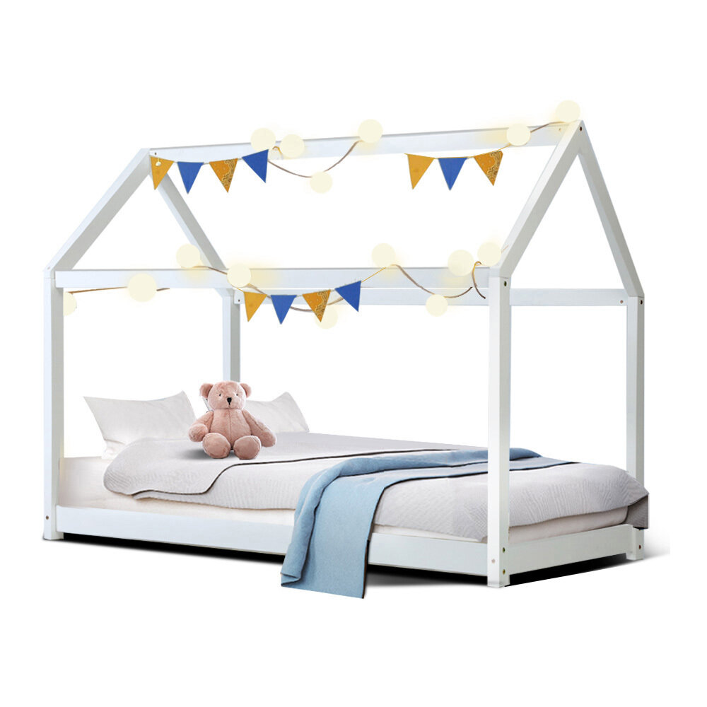 New Wooden Bed Frame Single Size Mattress Base Pine Timber Platform White